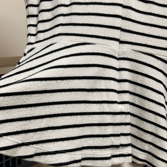 X SOLD X  J. Crew | Black Striped Peplum Top | Size 0P (XXS/XS) | Very Petite - Picture 10 of 17